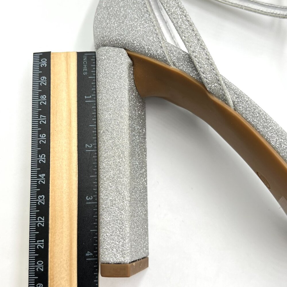 Dream Pairs Womens Size 8.5 Silver Glitter Dress Sandals Heels‎ Shoes - Picture 14 of 15